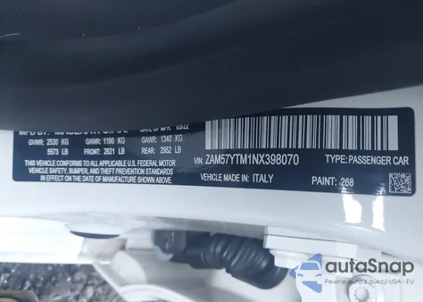 2022 Maserati Ghibli Modena Q4 z USA, uszkodzony, nr VIN ZAM57YTM1NX398070